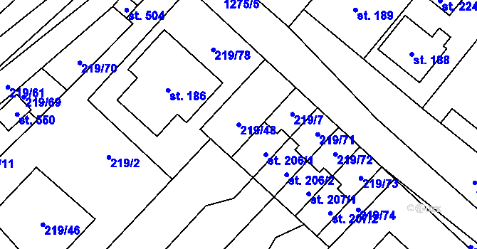 Parcela st. 219/48 v KÚ Jarošov nad Nežárkou, Katastrální mapa