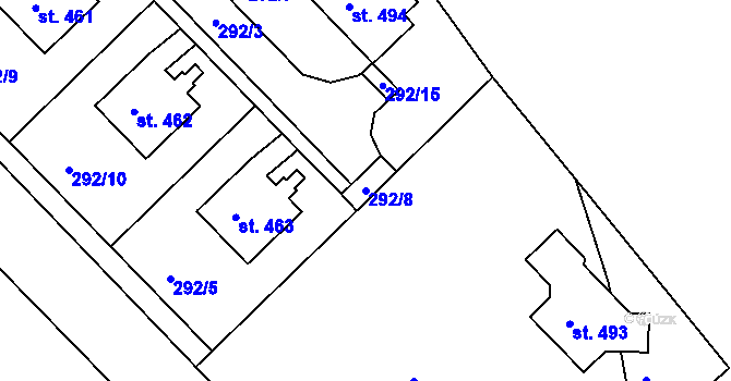 Parcela st. 292/8 v KÚ Jarošov nad Nežárkou, Katastrální mapa