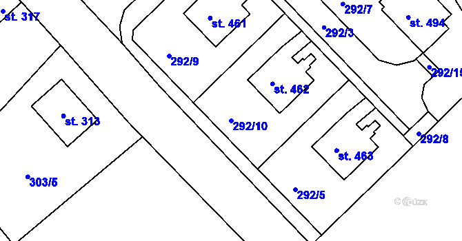 Parcela st. 292/10 v KÚ Jarošov nad Nežárkou, Katastrální mapa