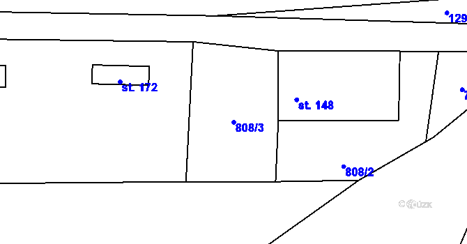 Parcela st. 808/3 v KÚ Jarošov nad Nežárkou, Katastrální mapa