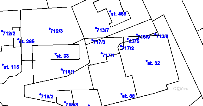Parcela st. 717/1 v KÚ Jarošov nad Nežárkou, Katastrální mapa