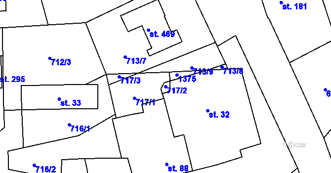 Parcela st. 717/2 v KÚ Jarošov nad Nežárkou, Katastrální mapa