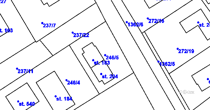 Parcela st. 246/5 v KÚ Jarošov nad Nežárkou, Katastrální mapa