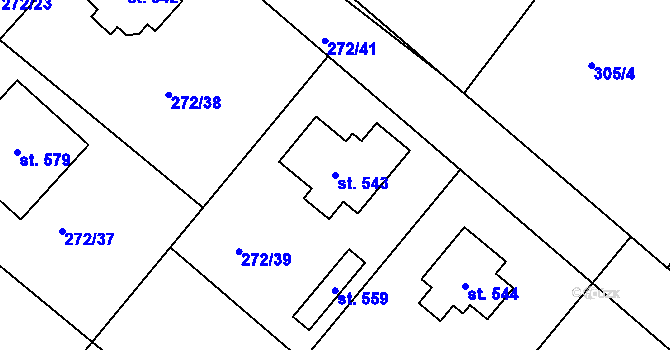Parcela st. 543 v KÚ Jarošov nad Nežárkou, Katastrální mapa