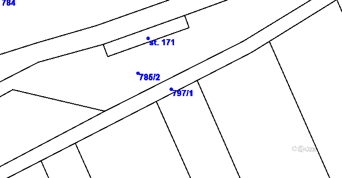 Parcela st. 797/1 v KÚ Jarošov nad Nežárkou, Katastrální mapa