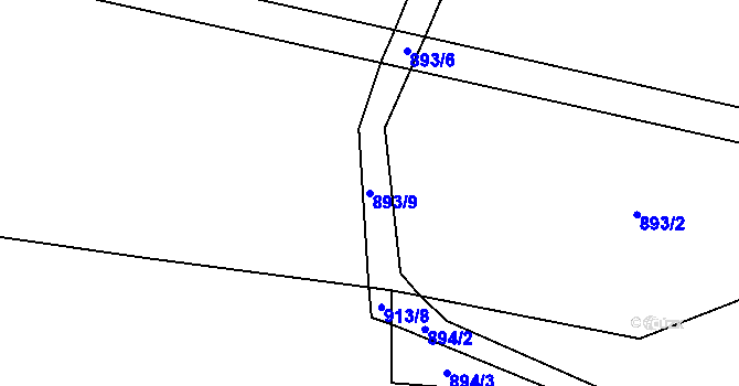 Parcela st. 893/9 v KÚ Jarošov nad Nežárkou, Katastrální mapa