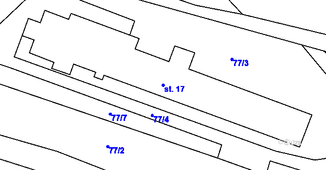 Parcela st. 17 v KÚ Matějovec nad Nežárkou, Katastrální mapa
