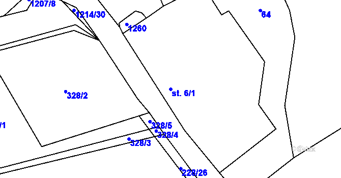 Parcela st. 6/1 v KÚ Jarov u Blovic, Katastrální mapa