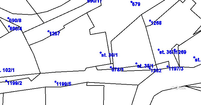 Parcela st. 30/1 v KÚ Jarov u Blovic, Katastrální mapa