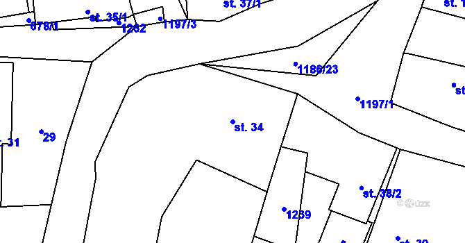 Parcela st. 34 v KÚ Jarov u Blovic, Katastrální mapa