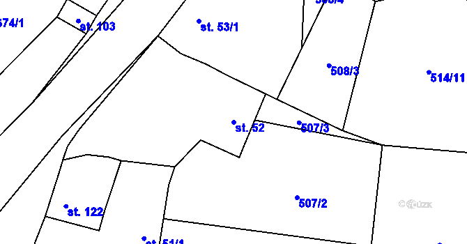Parcela st. 52 v KÚ Jarov u Blovic, Katastrální mapa