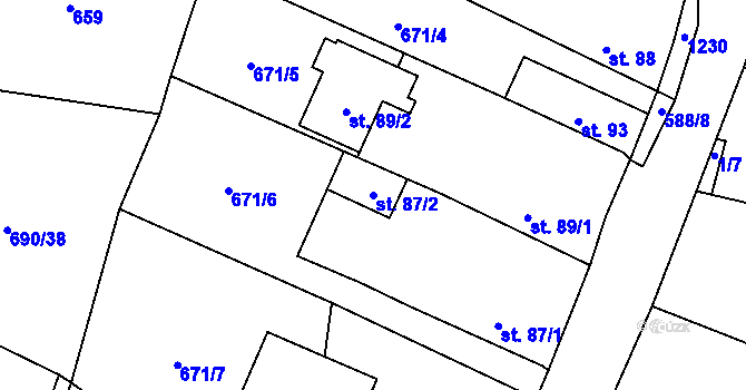 Parcela st. 87/2 v KÚ Jarov u Blovic, Katastrální mapa