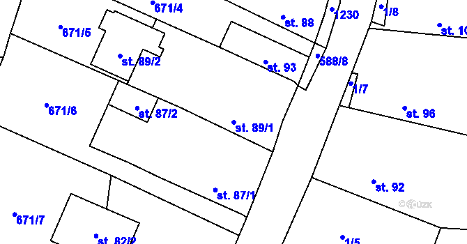 Parcela st. 89/1 v KÚ Jarov u Blovic, Katastrální mapa