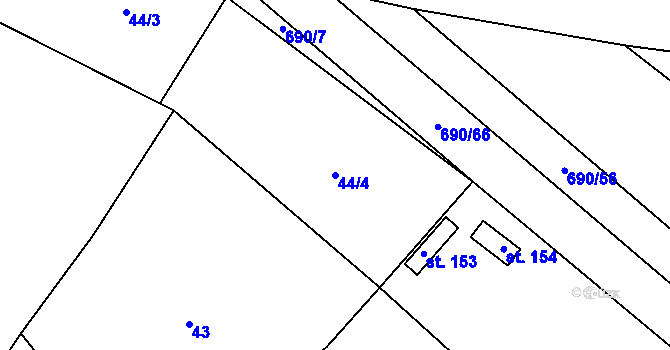 Parcela st. 44/4 v KÚ Jarov u Blovic, Katastrální mapa