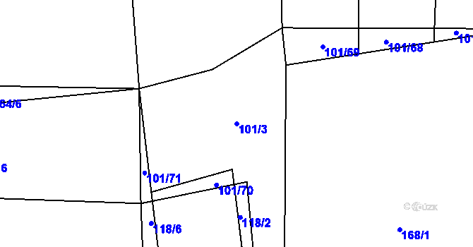 Parcela st. 101/3 v KÚ Jarov u Blovic, Katastrální mapa
