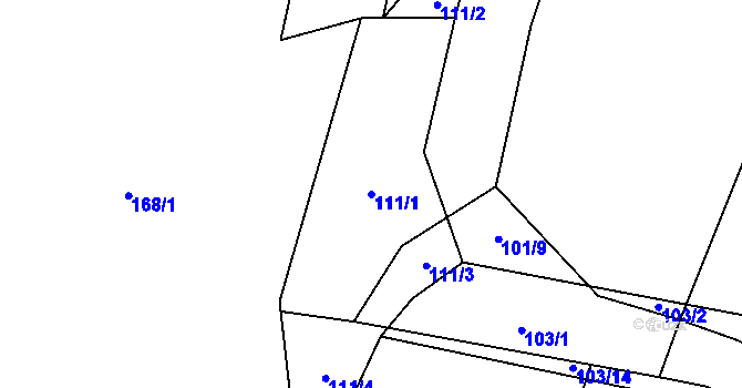 Parcela st. 111/1 v KÚ Jarov u Blovic, Katastrální mapa