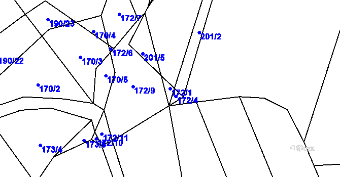 Parcela st. 172/1 v KÚ Jarov u Blovic, Katastrální mapa