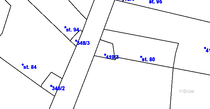 Parcela st. 419/3 v KÚ Jarov u Blovic, Katastrální mapa