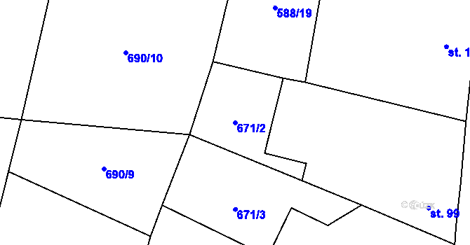 Parcela st. 671/2 v KÚ Jarov u Blovic, Katastrální mapa