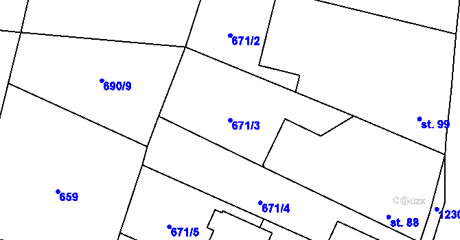Parcela st. 671/3 v KÚ Jarov u Blovic, Katastrální mapa