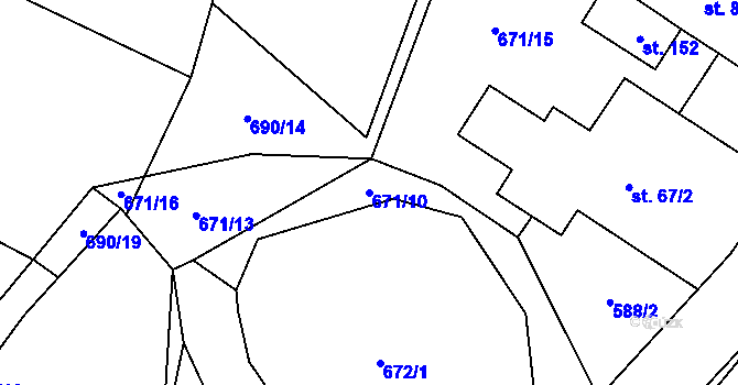 Parcela st. 671/10 v KÚ Jarov u Blovic, Katastrální mapa