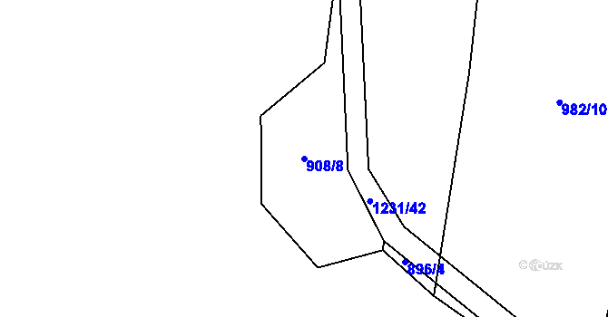 Parcela st. 908/8 v KÚ Jarov u Blovic, Katastrální mapa