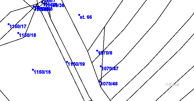 Parcela st. 1070/8 v KÚ Jarov u Blovic, Katastrální mapa