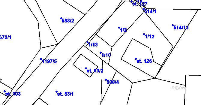 Parcela st. 1/10 v KÚ Jarov u Blovic, Katastrální mapa