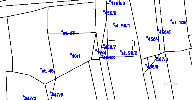 Parcela st. 10/2 v KÚ Jarov u Blovic, Katastrální mapa