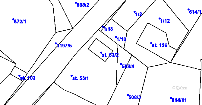 Parcela st. 53/2 v KÚ Jarov u Blovic, Katastrální mapa