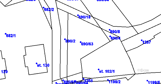 Parcela st. 690/63 v KÚ Jarov u Blovic, Katastrální mapa