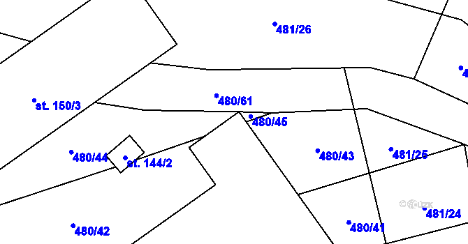 Parcela st. 143/5 v KÚ Jarov u Blovic, Katastrální mapa