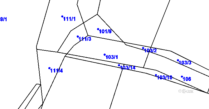 Parcela st. 103/1 v KÚ Jarov u Blovic, Katastrální mapa