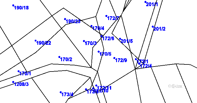 Parcela st. 170/5 v KÚ Jarov u Blovic, Katastrální mapa