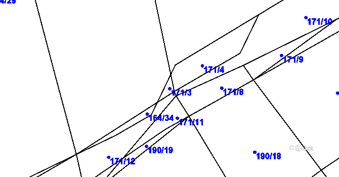 Parcela st. 171/3 v KÚ Jarov u Blovic, Katastrální mapa