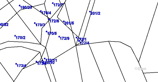 Parcela st. 172/4 v KÚ Jarov u Blovic, Katastrální mapa