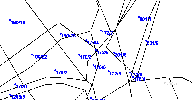 Parcela st. 172/6 v KÚ Jarov u Blovic, Katastrální mapa