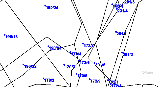 Parcela st. 172/7 v KÚ Jarov u Blovic, Katastrální mapa