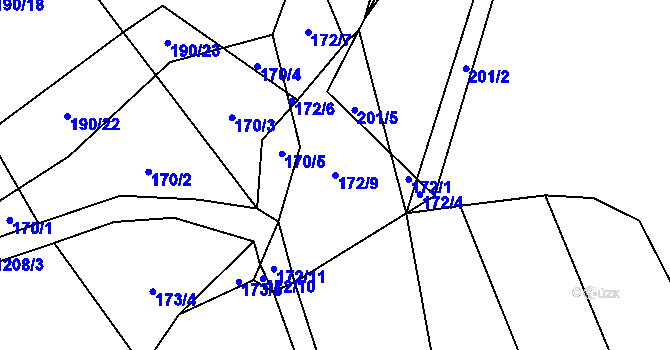 Parcela st. 172/9 v KÚ Jarov u Blovic, Katastrální mapa