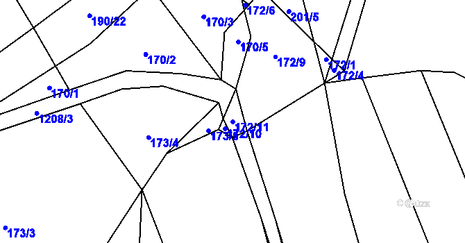 Parcela st. 172/11 v KÚ Jarov u Blovic, Katastrální mapa