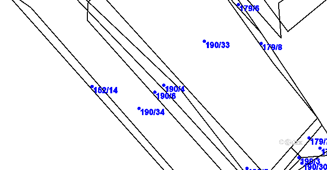 Parcela st. 190/4 v KÚ Jarov u Blovic, Katastrální mapa