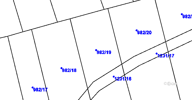 Parcela st. 982/19 v KÚ Jarov u Blovic, Katastrální mapa