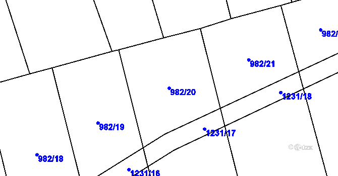Parcela st. 982/20 v KÚ Jarov u Blovic, Katastrální mapa