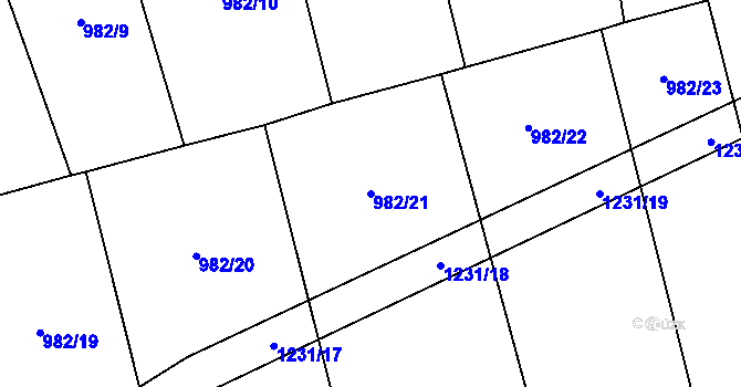 Parcela st. 982/21 v KÚ Jarov u Blovic, Katastrální mapa