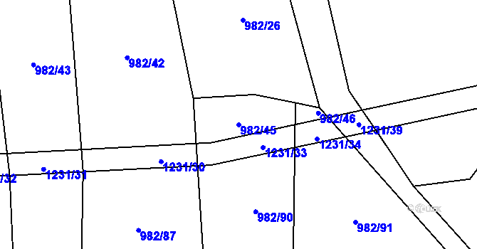 Parcela st. 982/45 v KÚ Jarov u Blovic, Katastrální mapa