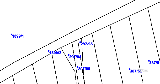 Parcela st. 297/95 v KÚ Jarov u Blovic, Katastrální mapa