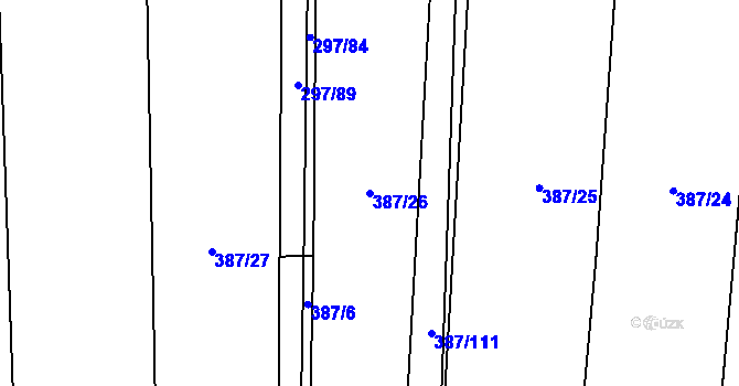 Parcela st. 387/26 v KÚ Jarov u Blovic, Katastrální mapa
