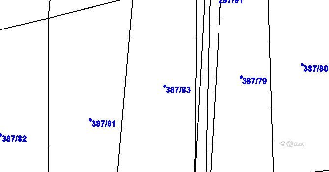 Parcela st. 387/83 v KÚ Jarov u Blovic, Katastrální mapa