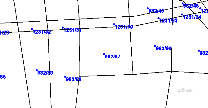 Parcela st. 982/87 v KÚ Jarov u Blovic, Katastrální mapa