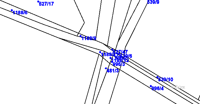Parcela st. 1188/11 v KÚ Jarov u Blovic, Katastrální mapa